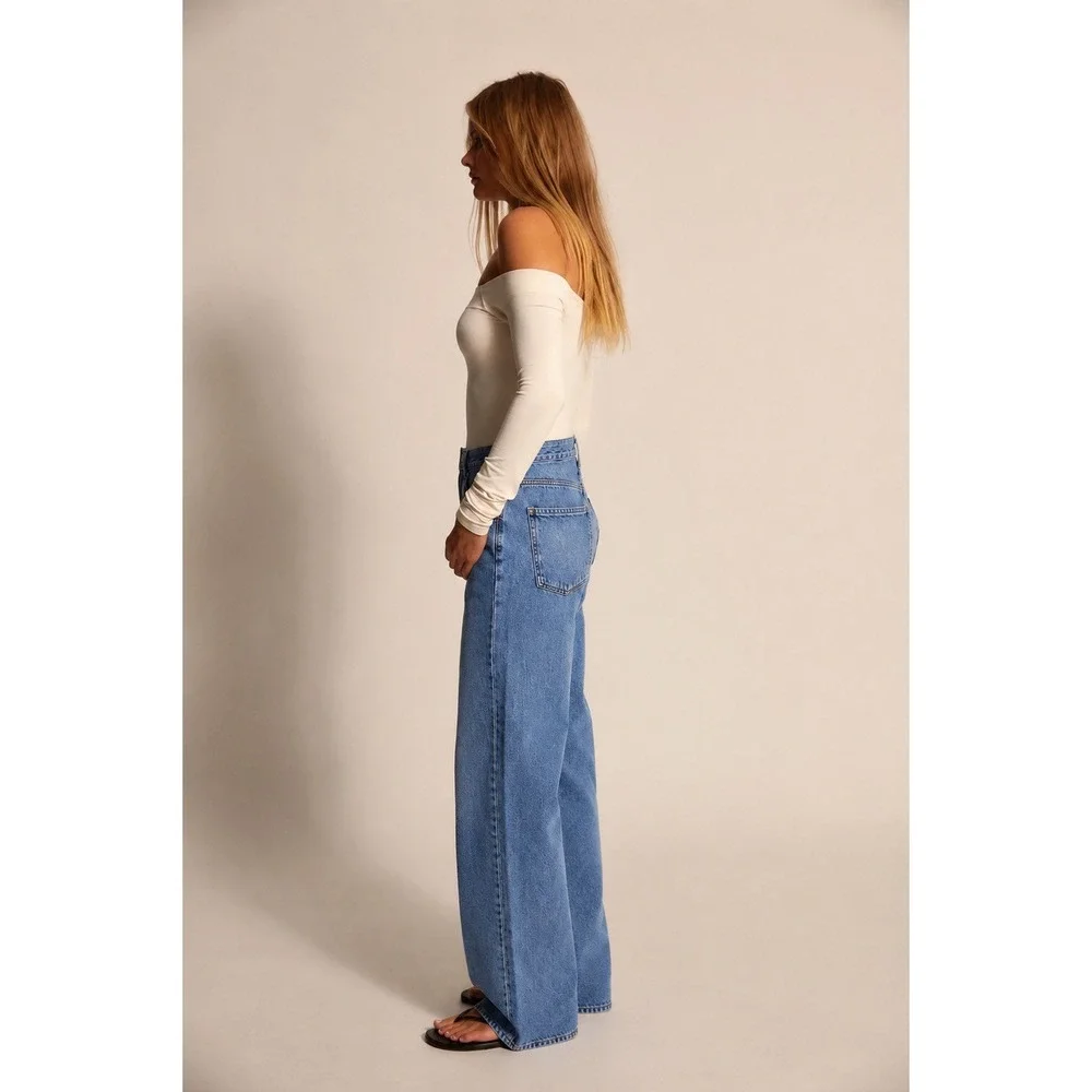 Modern American Jackson High Rise Straight Leg Jeans Smokey Blue  Size‎ 26 NWT